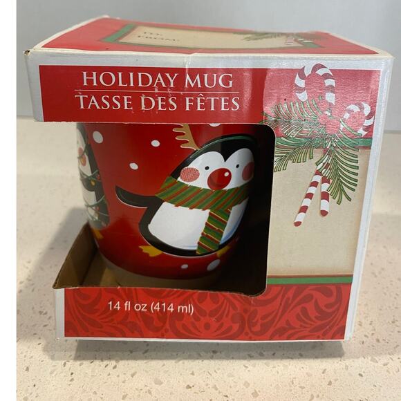 Christmas Holiday Coffee Cocoa Mug Cup Penguin Theme - Picture 2 of 4